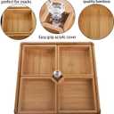 WUWEOT Bamboo Nut and Candy Serving Tray, Party Appetizer Platter Veggie Dish, Candy Bowl with Acrylic Lid & Removable Dividers for Party, Taco Dip Parties Platters & Chip Bowls