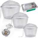 Honeydak 3 Jewelry Cleaner Baskets Jewelry Steam Cleaner Basket Stainless Steel Basket for Small Part and Cleaner Solution with Lock and Hook (1.7,2.5,4.3 Inch)