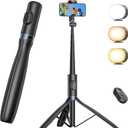 ANXRE 67.7" Selfie Stick Tripod with Light, NT99 Extendable Tripod Stand with Remote for Camera Phone Filming Vlogging, Travel Phone Tripod Compatible with Phone Camera Gopro