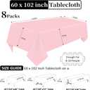 8 Pack Pink Tablecloth 60 x 102 Inch Rectangular for 6 Foot Rectangle Tables, Easter Spring Wrinkle Resistant Pink Table Cloth Washable Polyester Fabric for Holiday Buffet Wedding Party Banquet