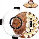 Acacia Wood Deviled Egg Carrier with Secure Snap-Lock Lid Holds 24 Eggs for Parties,Potlucks & Picnics,Portable Serving Tray with Handle, Dishwasher-Safe Lid,Easter Hostess Gift Idea