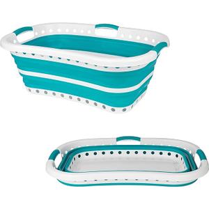 Collapsible Laundry Basket – Foldable Clothes Hamper, 37L Pop-Up Storage Container/Organizer, Portable Washing Tub, Oval Hip Hugger Design, Non-Slip Carry Handles, Space Saving