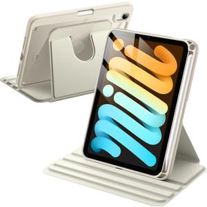 JETech Rotating Case for iPad mini (A17 Pro, 2024 Model, 7th Generation) / mini 6 (2021 Model, 6th Generation), 360 Degree Rotation Protective Stand Cover Clear Back (Starlight)