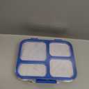 Stainless Steel Bento Box for Kids Adults with Silicone Container, Leak Proof 4 Compartments Metal Lunch Box, Removable Silicone Seal & Clear Lid Food Container for School Office, BPA-Free(Blue)