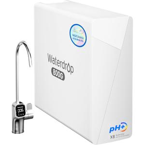 Waterdrop X8-Alkaline Mineral pH+ Tankless Reverse Osmosis System, NSF/ ANSI 42&58&372 Certified, 800 GPD RO Water Filter, 10-Stage Filtration UnderSink RO System, 2:1 Pure to Drain, BPA Free