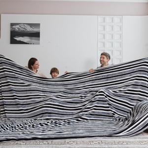 COOVA Oversized King Fleece Blanket 120x120 inches, Soft Cozy Warm Giant Extra Large 10'x10' Blanket for Bed, Sofa, Couch,Travel, Camping, California Huge Flannel Big Throw Blanket, Grey Stripes