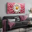 Ouzzlie Flower Canvas Wall Art White Art for Bedroom, 24" x 48"
