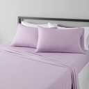 Amazon Basics Lightweight Breathable Ultra-Soft Wrinkle-Free Microfiber 4-Piece Bed Sheet Set with 14-Inch Deep Pockets, Full, Frosted Lavender, Solid