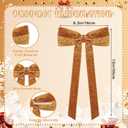 Zhengmy 24 Pcs Long Velvet Bows Glitter Christmas Ornaments Vintage Large Velvet Glitter Christmas Swag Staircase Wreath Tree Topper Bows Large Bow for Outdoor, 6.3 x 12 Inch(Orange)