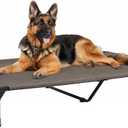 Veehoo Outdoor Elevated Dog Bed Large Sized Dogs, XL Cooling Raised Dog Cots Beds Training Platform Off Ground Hammock with Breathable Mesh, No-Slip Feet, 49"x33", Brown