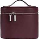 Cosmetic Case, Leather Makeup Bag, Portable Handheld Makeup Case, Detachable Compartments