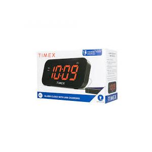 Timex Alarm Clock with Large Display and 5W USB Charging Port, Digital Alarm Clock for Bedroom Includes 100-240V Universal Power Adapter (T1120B-Black)