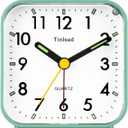 Small Battery Operated Analog Alarm Clock Silent Non Ticking, Ascending Beep Sounds, Snooze,Light Functions, Batteries Not Included (Mint Green)