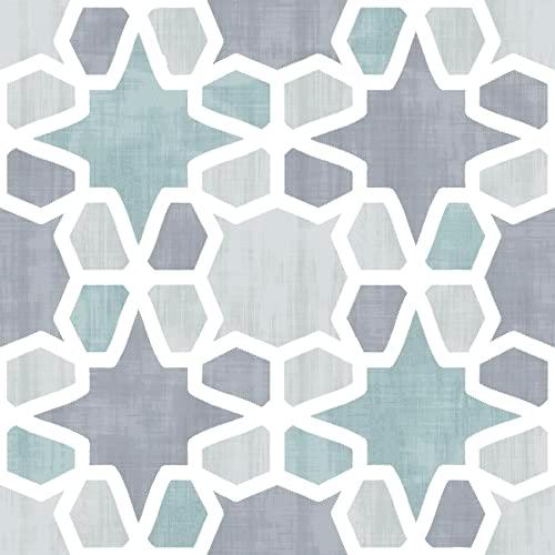 FloorPops Blue Rajah Peel & Stick Floor Tiles, FP3569