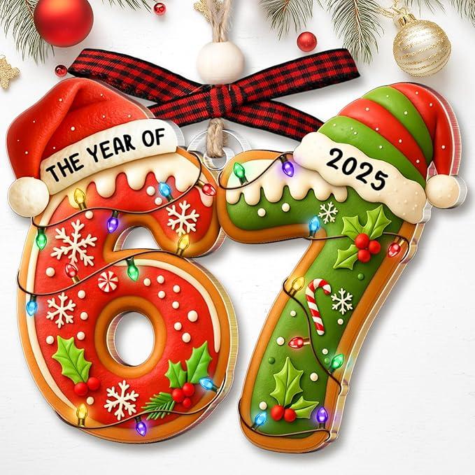 67 Ornament – The Year Of 67 Ornament – 67 Meme Christmas Ornaments – 67 Gifts for Teens, Kids, Girls, Boys - Trendy Stocking Stuffers For Teens – Funny 67 Acrylic Xmas Ornaments - Christmas Tree 2025