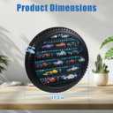 Tire-Shaped Wooden Display Shelf for 1/64 Scale Diecast Cars, LED Lighted Model Car Display with Wall Mount or Desk Placement, Mini Car Storage Organizer for Collectors