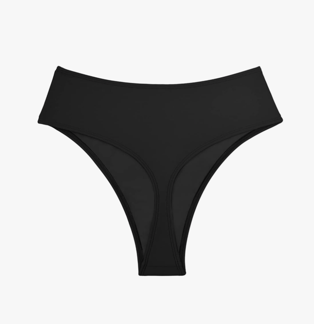 Kepblom Women's Thong Rave Bottoms High Waisted Bikini Bottom High Cut Panties for Dance Festival XL Black