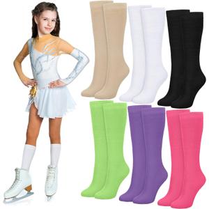 Giegxin 6 Pairs Socks Cotton Compression Roller Skate Socks For Sport Women Girl Youth(Mix Color, One Size)