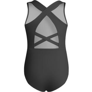 Phineein Girls Gymnastics Leotards Crisscross Back - Kids Sleeveless Ballet Dance Fancy Crossover Leotard (10/12, Black)