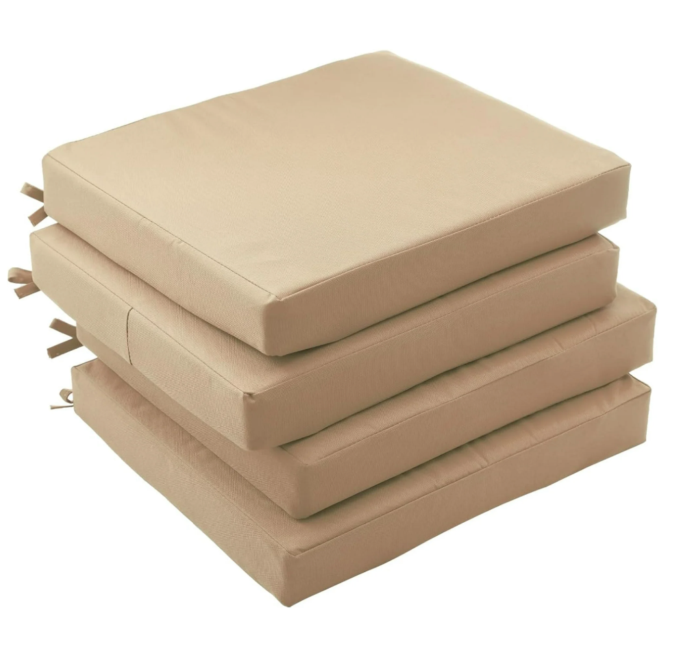 Outdoor Chair Cushions Set of 4: Patio Furniture Cushions - Outdoor Lounge Cushion, Light Brown, 21 length inches x 23 width inches