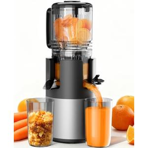 Cold Press Juicer Machines, High Nutrient Retention, 99% Juice Yield, 5.3" Wide Feed Chute for Whole Fruits & Vegetables, Quiet Slow Masticating Juicer, BPA-Free, Easy to Clean