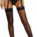 RSLOVE Stockings for Women Sheer Thigh High Sexy Pantyhose Lace Suspender Tights Garter Antiskid Silicone High Waist