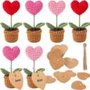 Hotop Mothers Day Crochet Heart Gifts Handmade Heart Potted Plant Artificial Knitted Plants with 50 Tags Strings Anniversary Birthday Mom Women Teacher Coworker Gift(Red, Pink, Rose Red,6 Pcs)