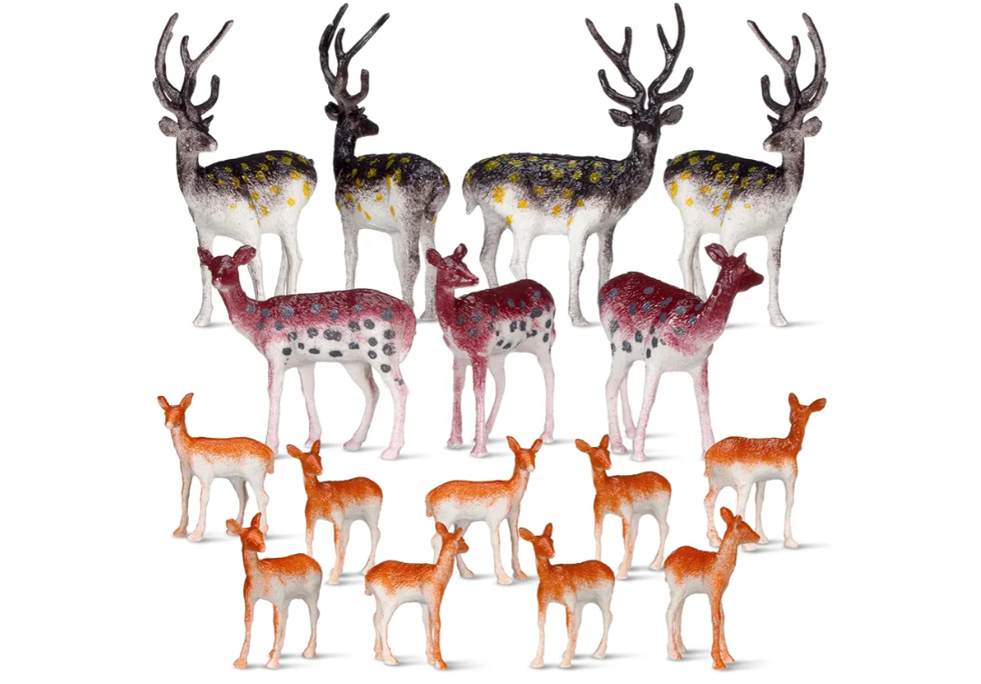 120 Pcs Mini Resin Deer Figurines Small Deer Cake Toppers Decoration Miniature Forest Animals Reindeer Figures Christmas Woodland Creatures Mini Animal Woodland Cake Decoration Gifts Crafts