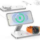 3-in-1 Charging Station for Samsung, Magnetic Fast Wireless Charger Stand Compatible with MagSafe for Galaxy S26/S25/S24/S23/Z Fold/Flip Series, Galaxy Watch Ultra/8/7/6/5, Galaxy Buds Pro/4/3/2