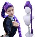 MAGQOO Purple Braid Wig Girls Super Long Purple Braids Wig Movie Halloween Cosplay Costume(Small Head)