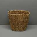 Wicker Trash Can Bathroom, Wicker Waste Basket with Built-in Handles, Handwoven Water Hyacinth Small Waste Basket, Rattan Waste Basket For Bedroom, Bathroom, Office, Living Room, Small Space 1 Pack