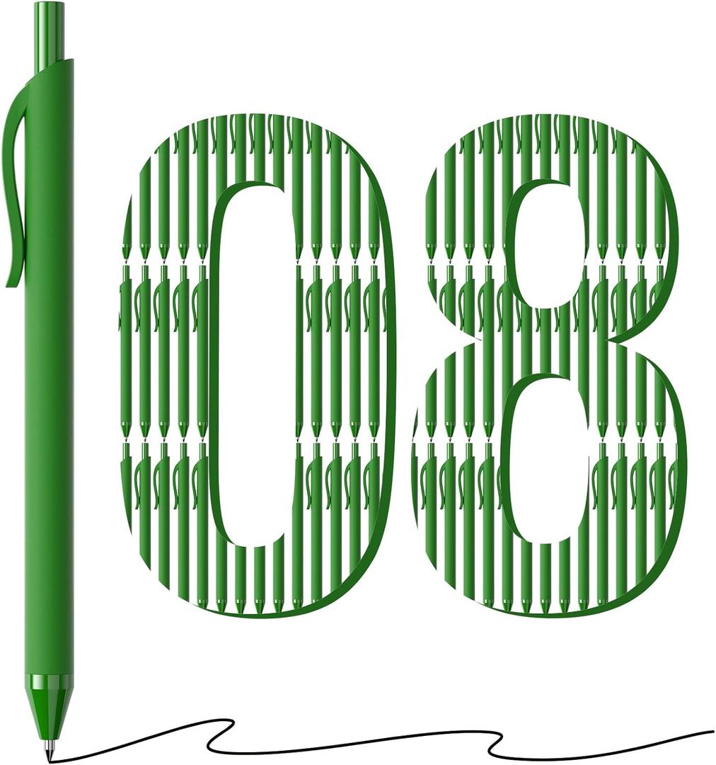 108 Pack Black Pens - Bulk Pens 1.0mm Medium Point Ballpoint Pens Smooth Writing No Bleed Retractable Black Ink Pen (Green)