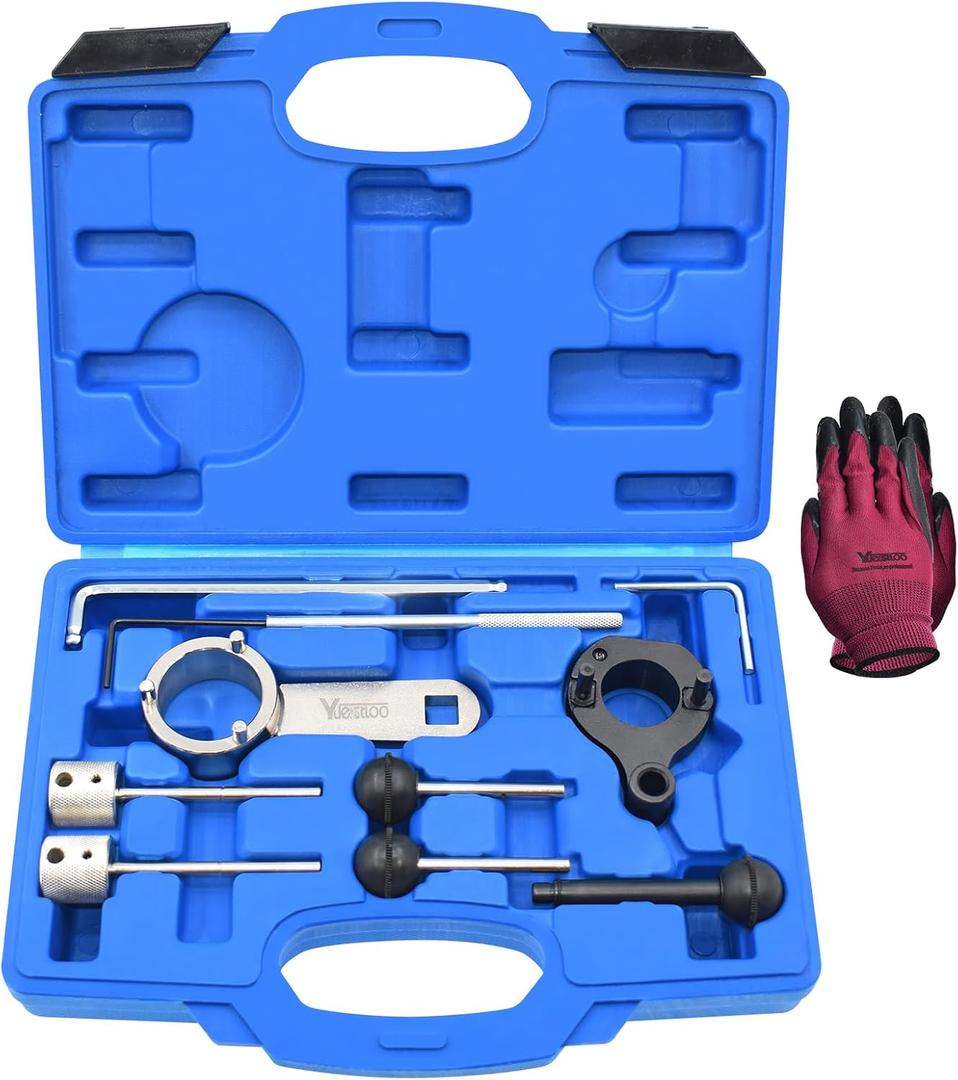 Yuesstloo Camshaft Timing Belt Tool Kit, Compatible with VW Audi Tiguan SEAT Skoda Passat Golf 1.6 2.0 TDI Diesel Engine, Replace T10264 T10265 T10060A 3359 T10051 T10490, with Carrying Case & Gloves