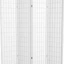 Red Lantern 6 ft. Tall Window Pane Shoji Screen-White-4 Panels Room Divider