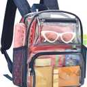 MAY TREE Small Clear Backpack Stadium Approved for Women and Men Clear Bag for Stadium Events Concert Sporting Festival, Navy