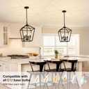 4 Light Chandelier, Industrial Ceiling Light Black Lantern Light Fixtures with Farmhouse Metal Cage Adjustable Height Rustic Geometric Hanging Light E12 Base for Kitchen Island, Entryway, Indoor