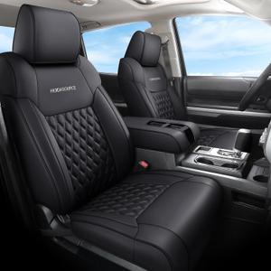 Huidasource Dodge Ram Seat Covers Full Set, Full Coverage Waterproof Leather Truck Seat Cushion Protector Custom Fit for 2009-2018 Ram 1500, 2010-2025 2500/3500 Crew Mega Cab(Full Set/Black) (A: Concave Front+Short Middle Rear)
