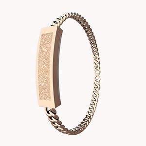 Yihou Fitness Tracker Smart Bracelet for Women Fitness Bracelet Smart Band with Sleep Tracker Heart Rate Monitor Step Counter for Android iOS Rosegold Cuban Chain
