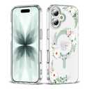 XIQI Compatible with iPhone 17 Case 6.3" for Women Girls Cute Translucent Magnetic Phone Case with Floral Pattern [Never Fade Flower Design][Compatible with Mag-Safe],Rose/Camellia