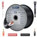 Elecan Pro Series 14/2 Outdoor Speaker Wire Cable 50 Ft 14 Gauge AWG with Tool Kits-Direct Burial in Wall CL3 CL2 Rated-PVC Jacket&Film&Cotton for Home Theater,Car Audio Speaker,Stereos-Black (50FT)
