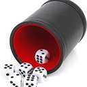 TUZAMA Felt Lined Professional Dice Cup - with 6 Dices Quiet for Yahtzee Game