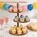 Cupcake Stand, 3 Tier Cake Stands Rustic Dessert Table Display Set Wood Cupcake Tower Cake Stand Tiered Tray Stand for Wedding Birthday Baby Shower 2 Pack