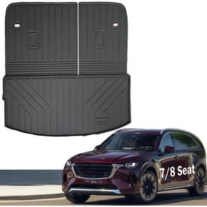 Large Cargo Liners with Backrest mats Fit for Mazda CX90 CX-90 2024 2025 2026 (Only Suitable for 7&8 Seats) (Not Suitable for 6 Seats), Anti-Slip Cargo Liners for CX-90 2024 2025 2026 Accessories
