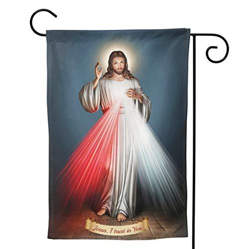 YISHOW Divine Mercy Garden Flag Double Sided Vertical Religious Faith Jesus Christian House Flags Yard Signs Outdoor Decor 12.5"X18"