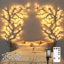 Enchanted Willow Vine Room Decor: 7.5Ft Christmas Decorations Flexible Fairy Lights with Remote Control, 144 LEDs Twinkle Tree Lighted Branches for Wall Bedroom Living Room (2 Pack)