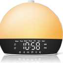 Sunrise Alarm Clock for Heavy Sleepers & Kids, Wake Up Light with Natural Simulation, Dual Alarm, Sleep Sound Machine, Dimmable LED Night Light, FM Radio, USB Charger for Bedroom (White)