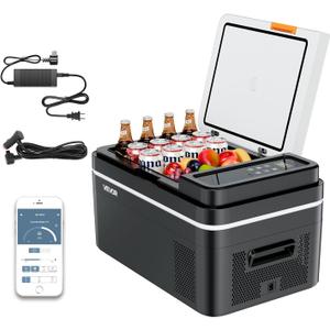 VEVOR Car Refrigerator, DC 12/24V AC100-240V Compressor Electric Cooler, -4F to 68F Car Fridge with APP Control, 23 QT Cars Freezer for RVs, Campsites, Boats, Camping, Fishing, 45W Portable Freezer