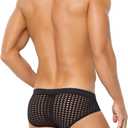 Casey Kevin Men's Mesh Briefs Breathable See Through Fishnet Underwear Low Rise Sexy Panties for Men,Black,Small