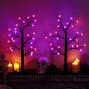 Halloween Decorations Indoor - 2 Pack 24 Inch Halloween Spooky Tree with Lights, Light Up Tabletop Black Tree Decor for Home Party