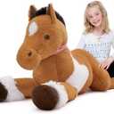 MaoGoLan Large Horse Stuffed Animal for Boy, Big Horse Plush Toy for Girl, Ridable Stuffy Pony for Kid, Stuffed Pony Plush Pillow for Baby Shower, Birthday Gifts or Party Favor, 47 inches